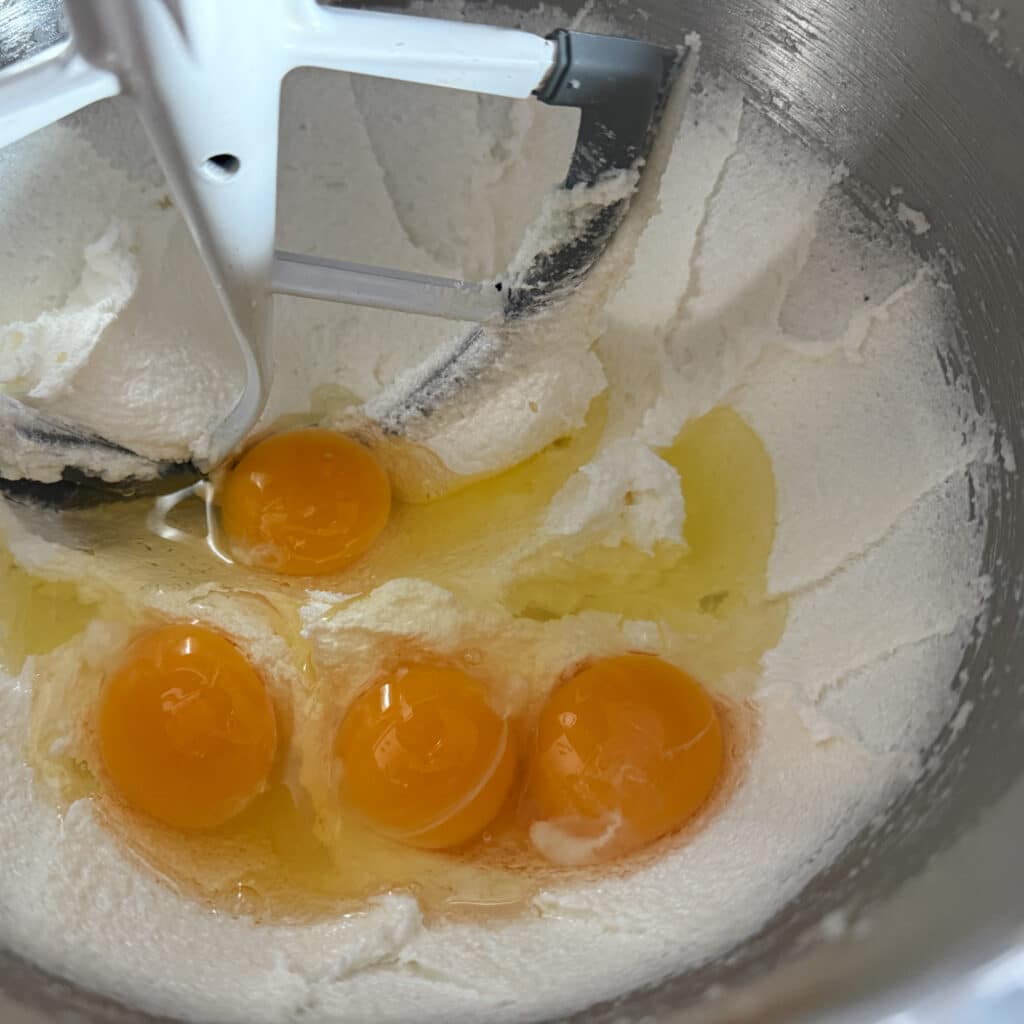 Four Eggs on Top of Creamed Butter and Sugar