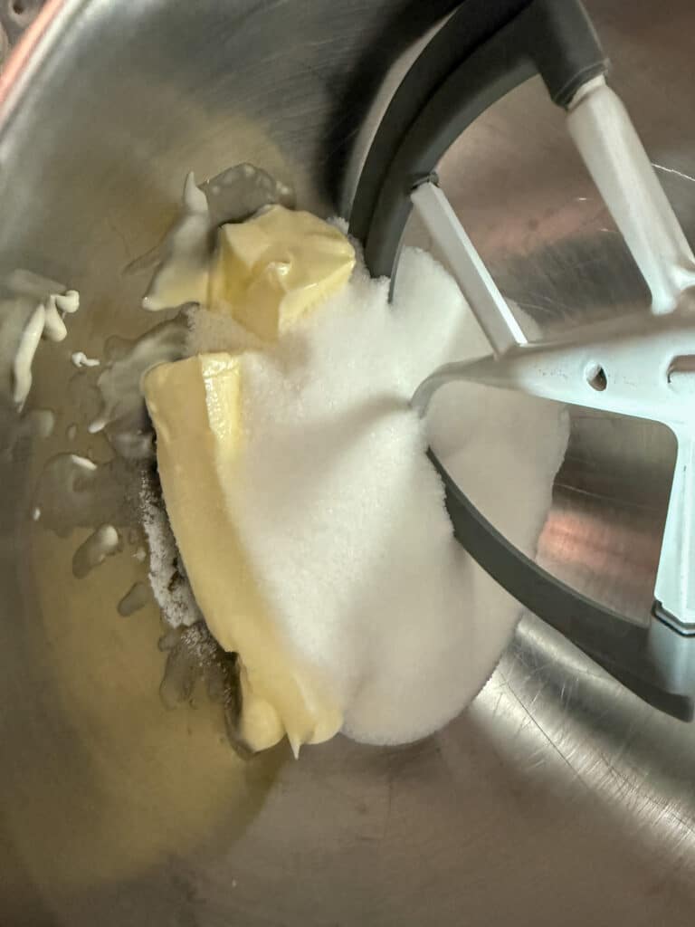 Butter and Sugar in Stand Mixer