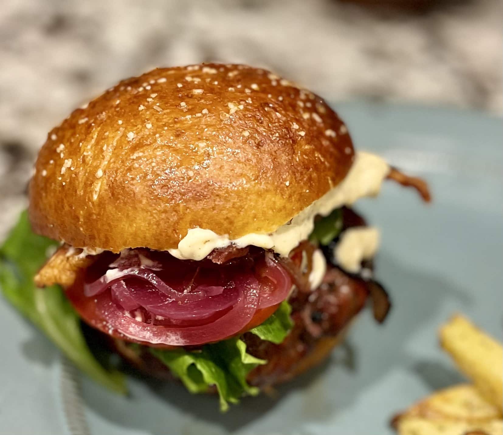 aioli on hamburger
