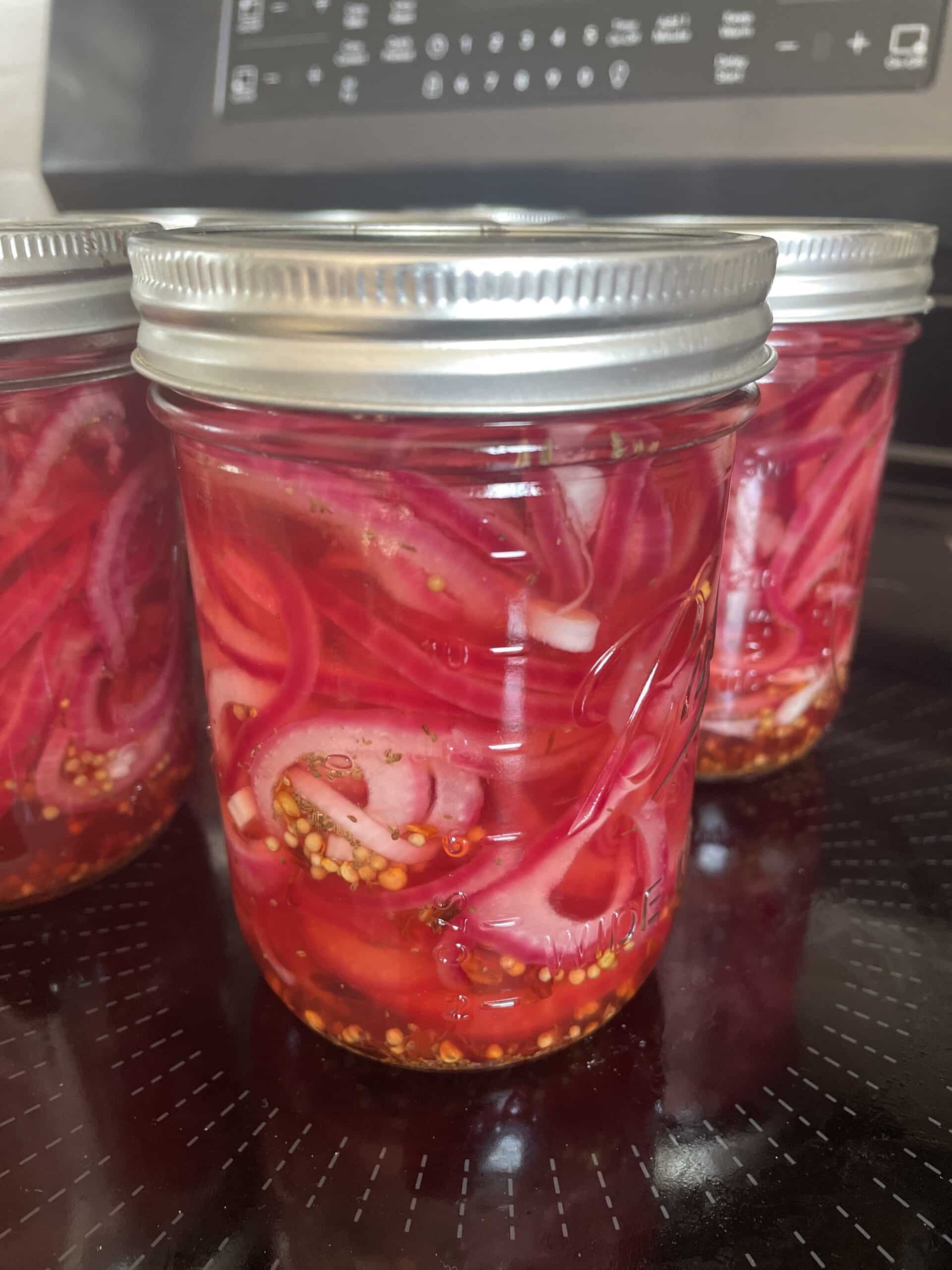 Pickled Red Onions in Jars