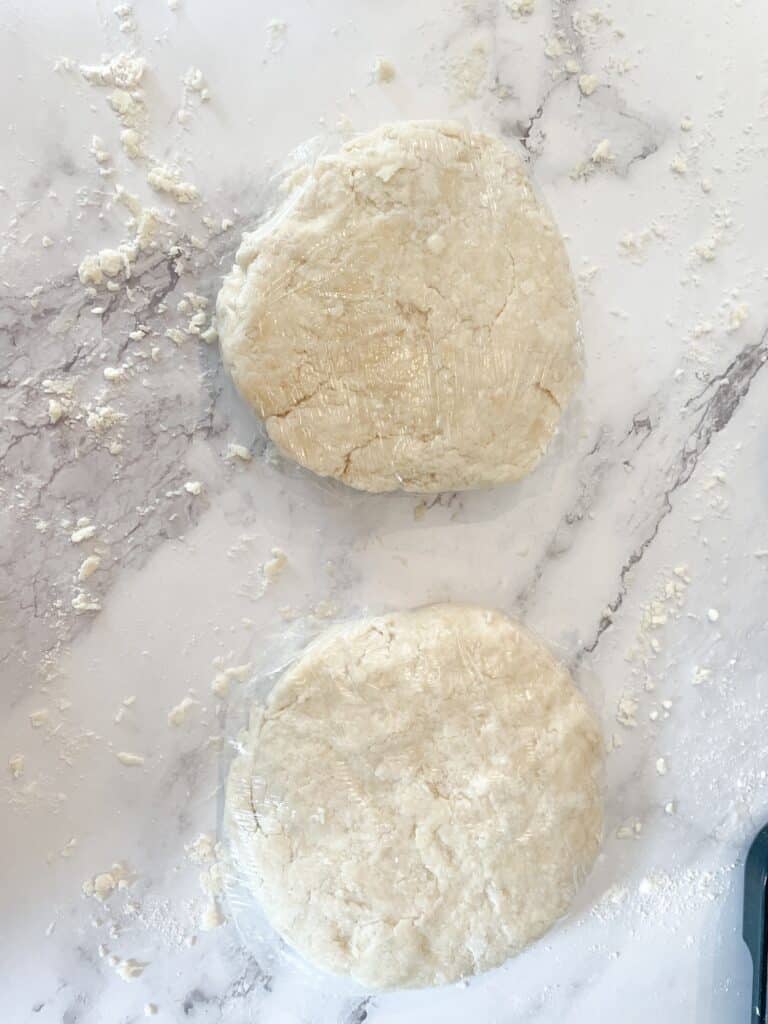 Pie Dough Gathered into Discs Ready for Chilling