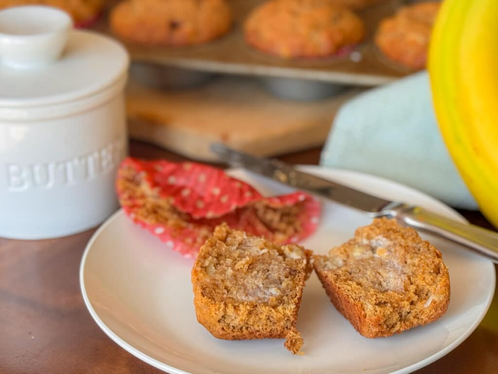 Banana Oat Muffin on Plate