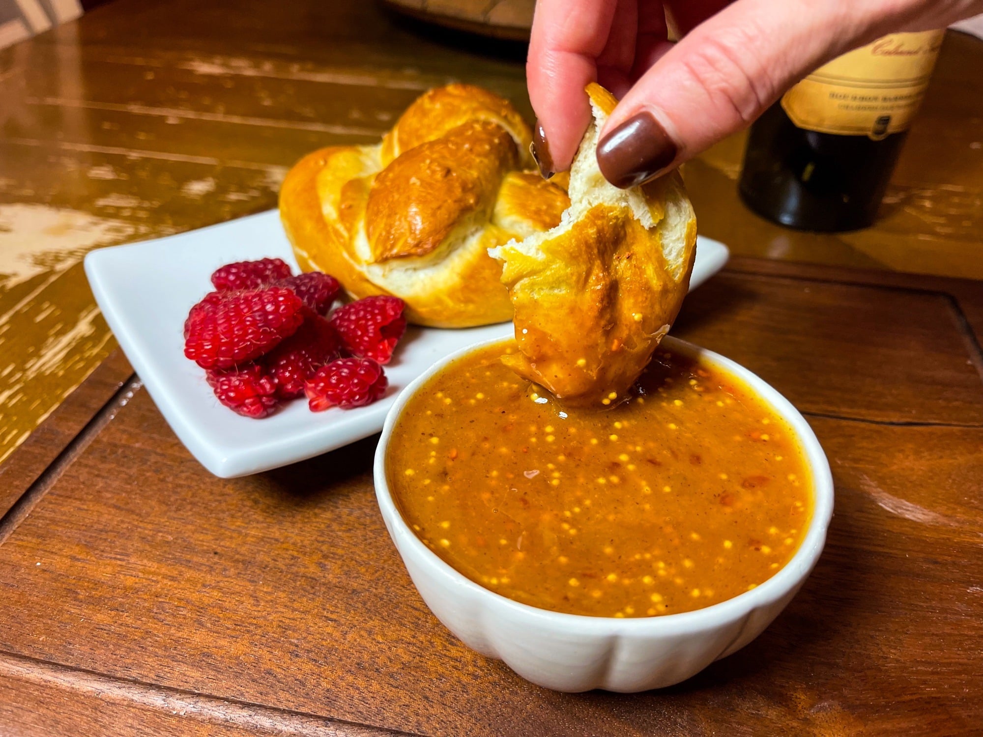 Raspberry Honey Mustard Sweet Pretzel Dip