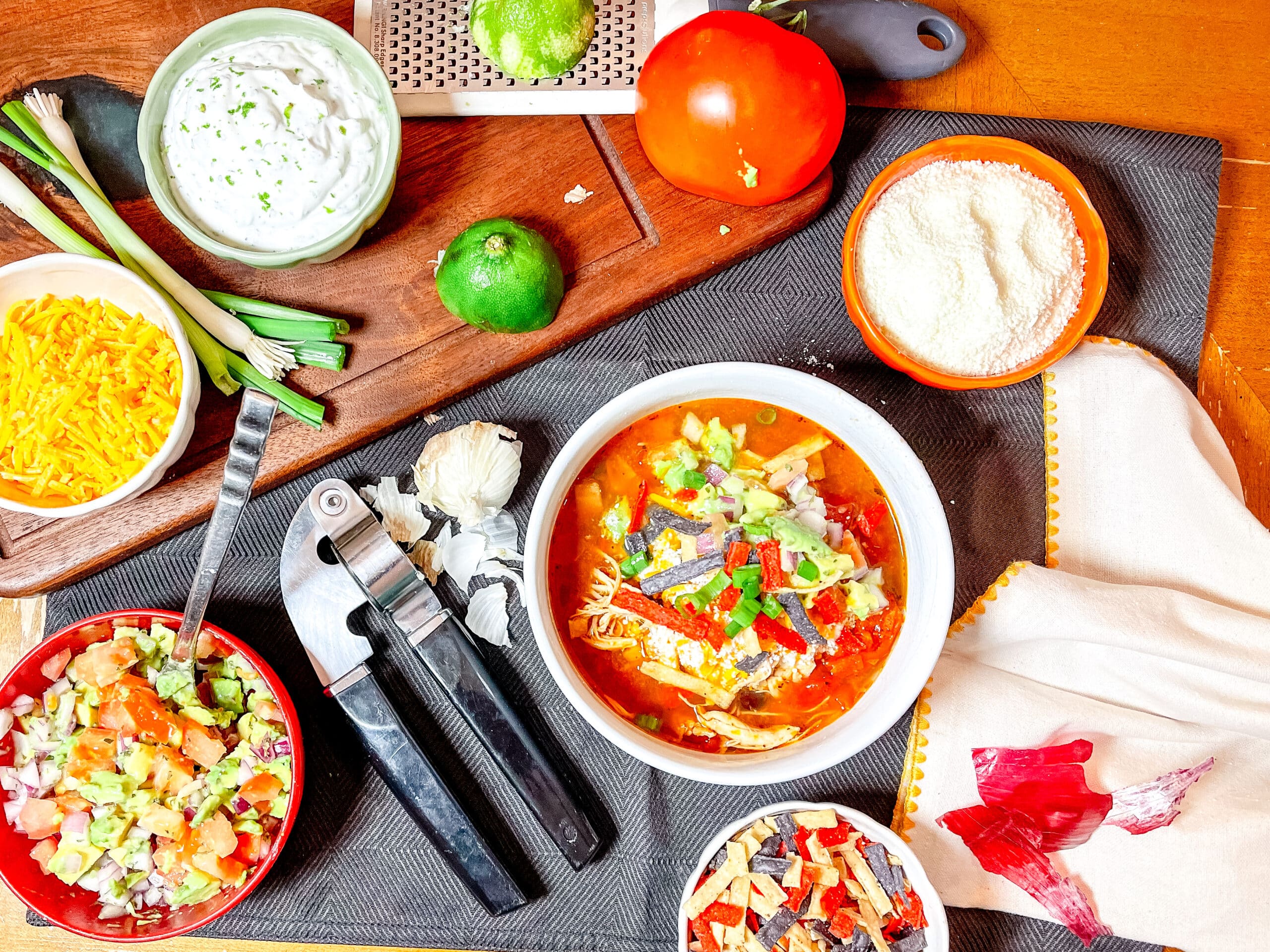 Avocado Salsa with Chicken Tortilla Soup