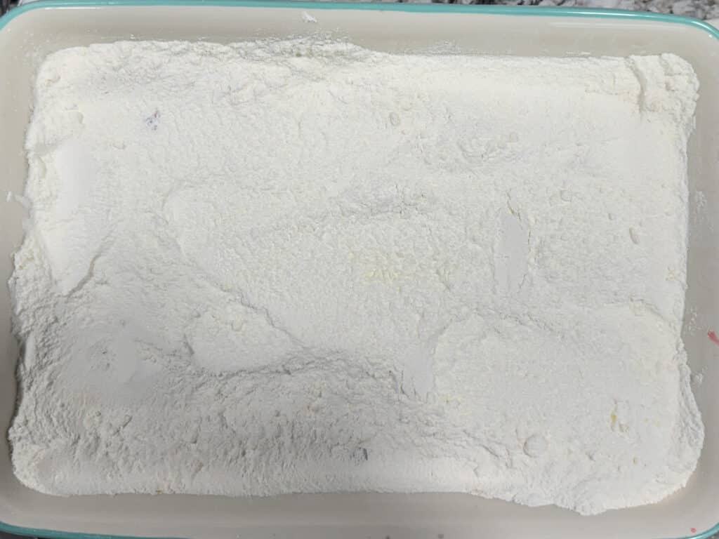 Cake Mix Layer of Dump Cake