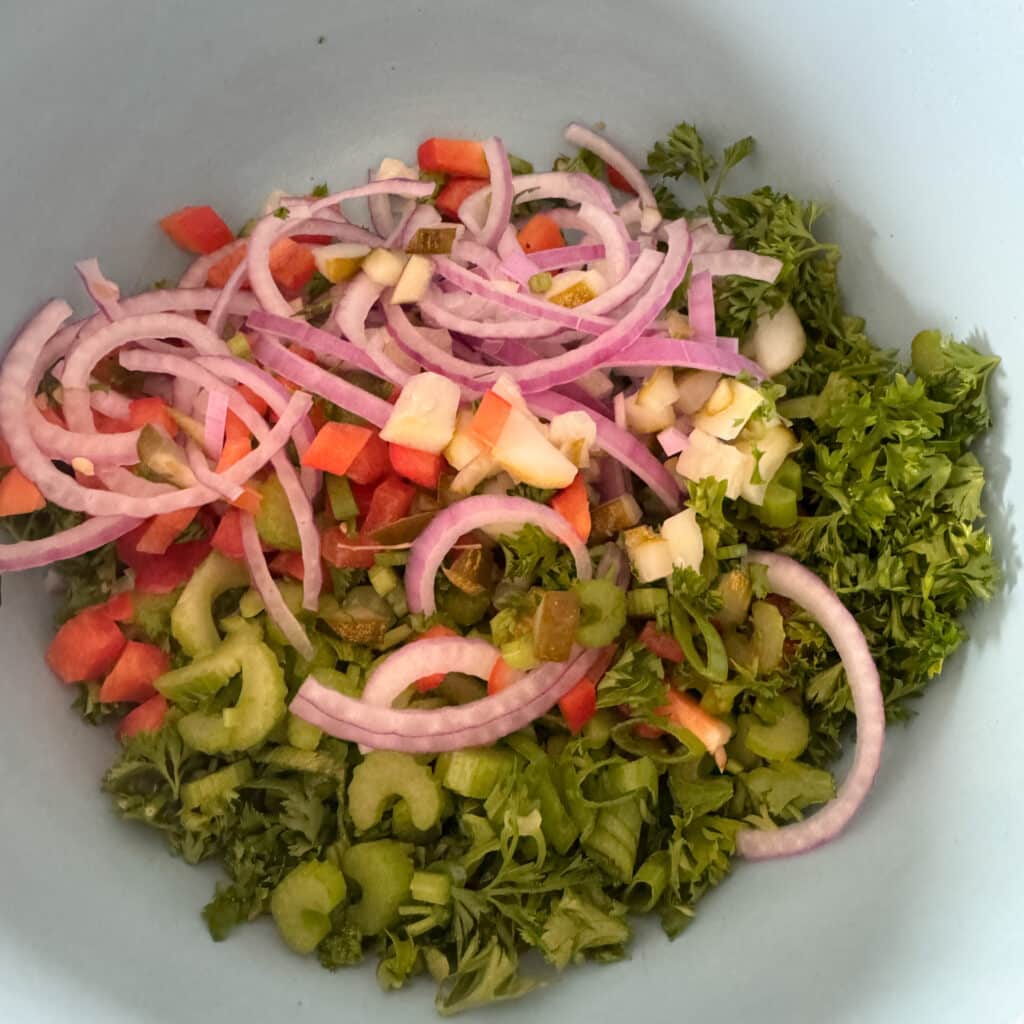 Chopped Potato Salad Vegetables in a Bowl