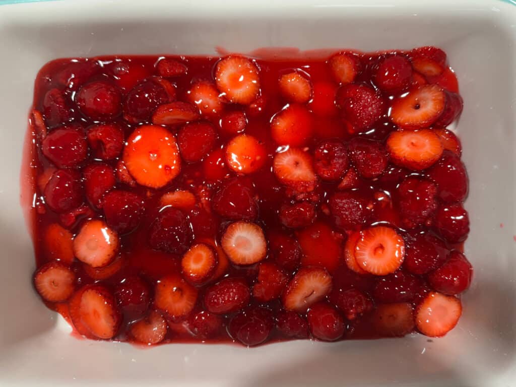 Pie Filling in the Bottom of a Casserole Dish