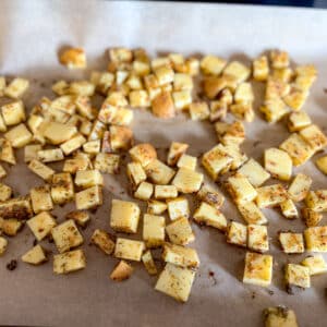Seasoned Breakfast Potatoes on Baking Sheet