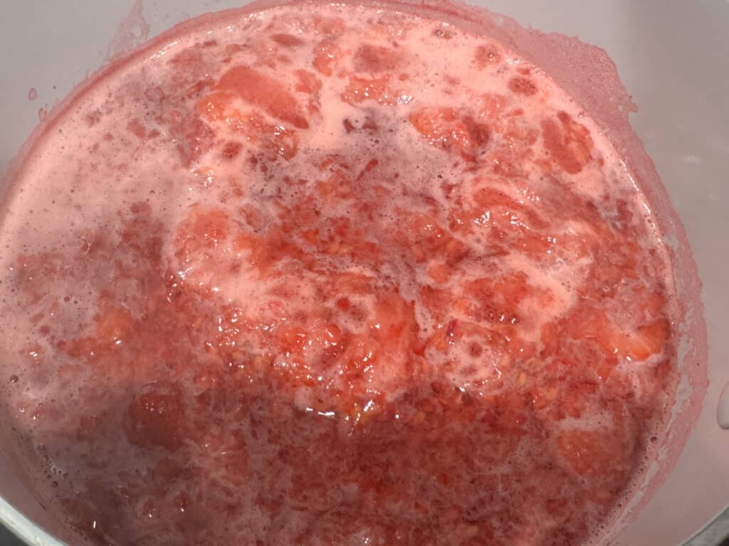 Boiling Mashed Strawberries and Raspberries
