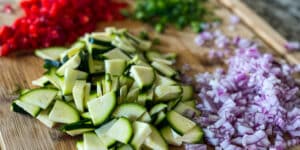 Zucchini, Red Pepper, Onion and Jalapeno