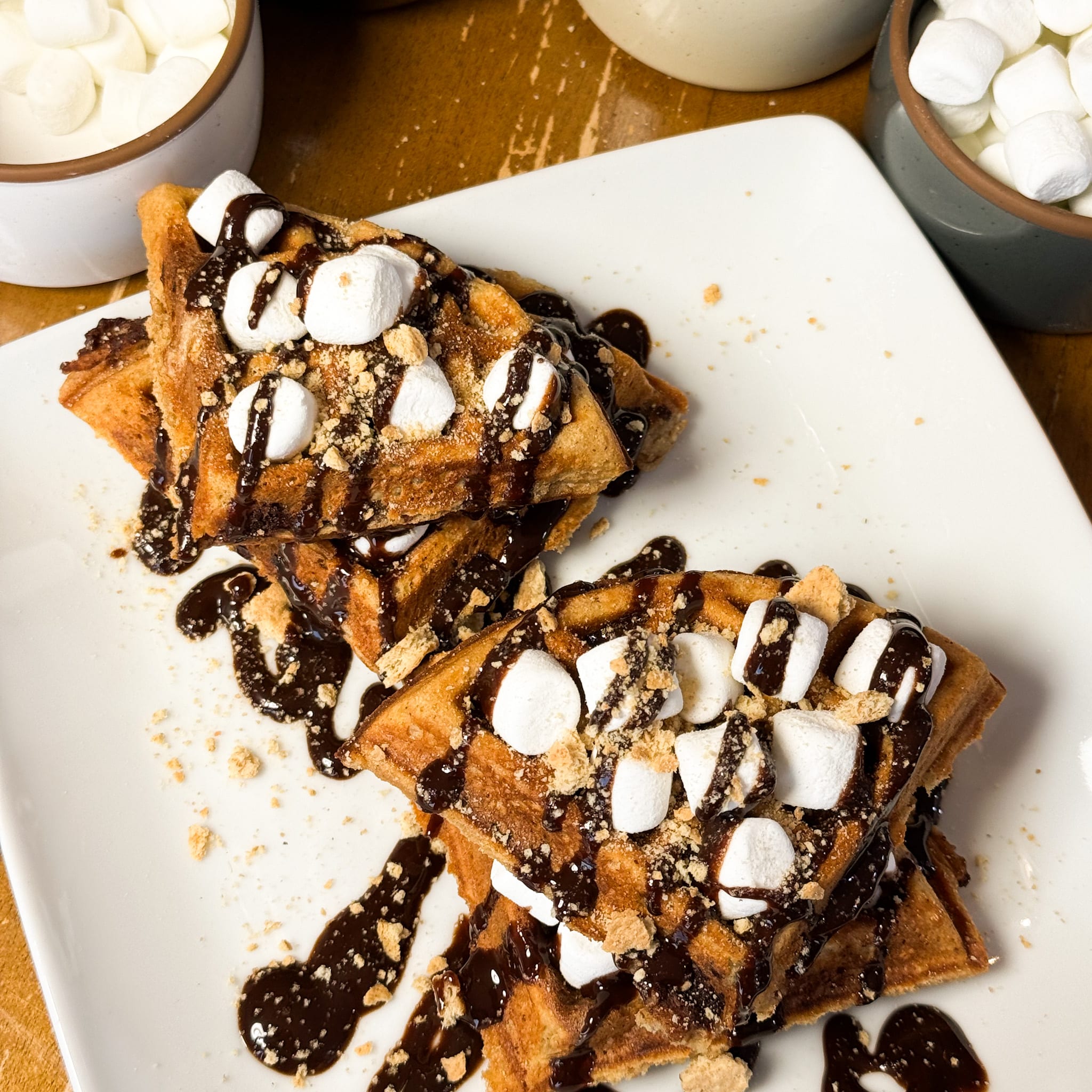 S'mores Graham Cracker Homemade Waffles