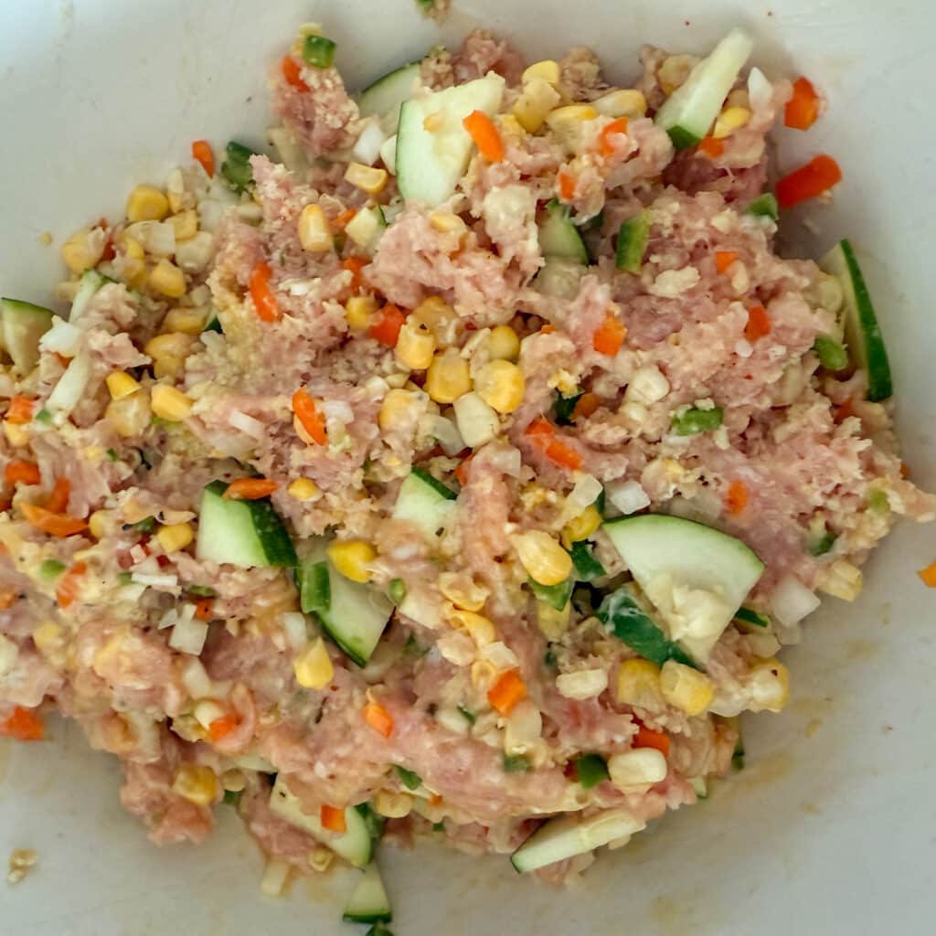 Zucchini Corn Chicken Burgers Mixed