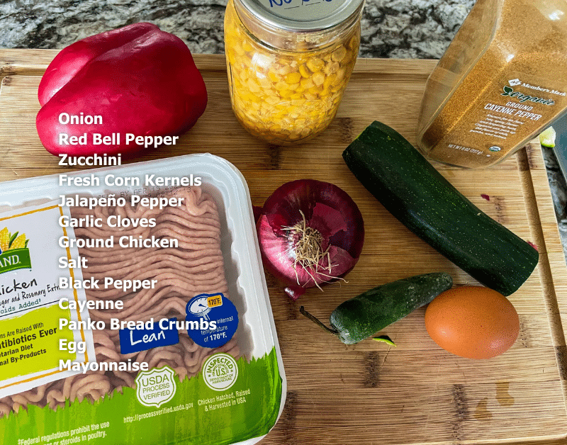 Zuchinni Corn Chicken Burgers Ingredients