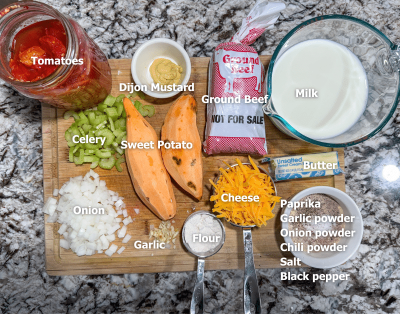 Cheesy Sweet Potato Skillet Ingredients
