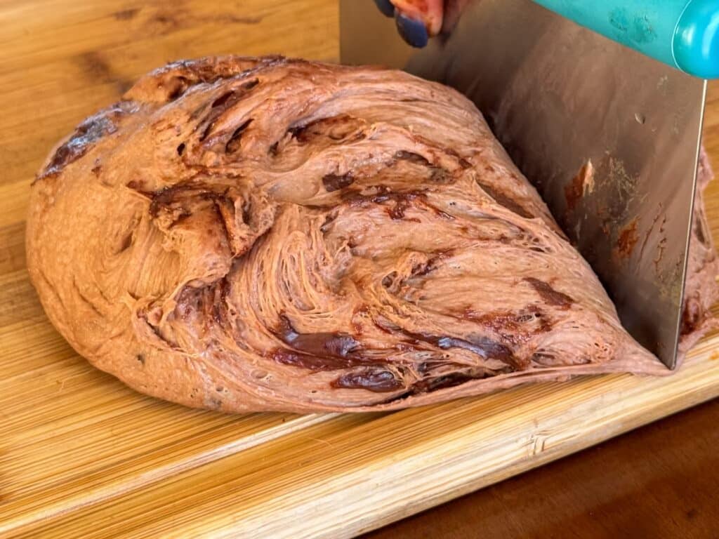 Cosmic Brownie Bagel Dough on Cutting Board