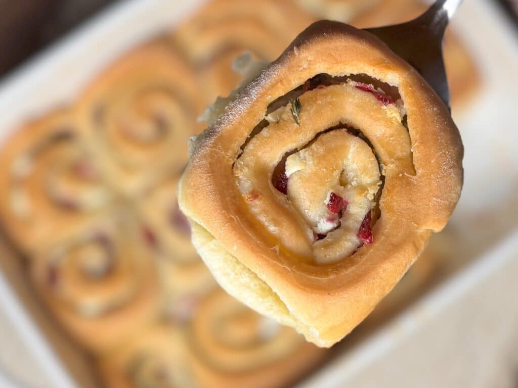 Cranberry Goat Cheese Dinner Rolls Close Up