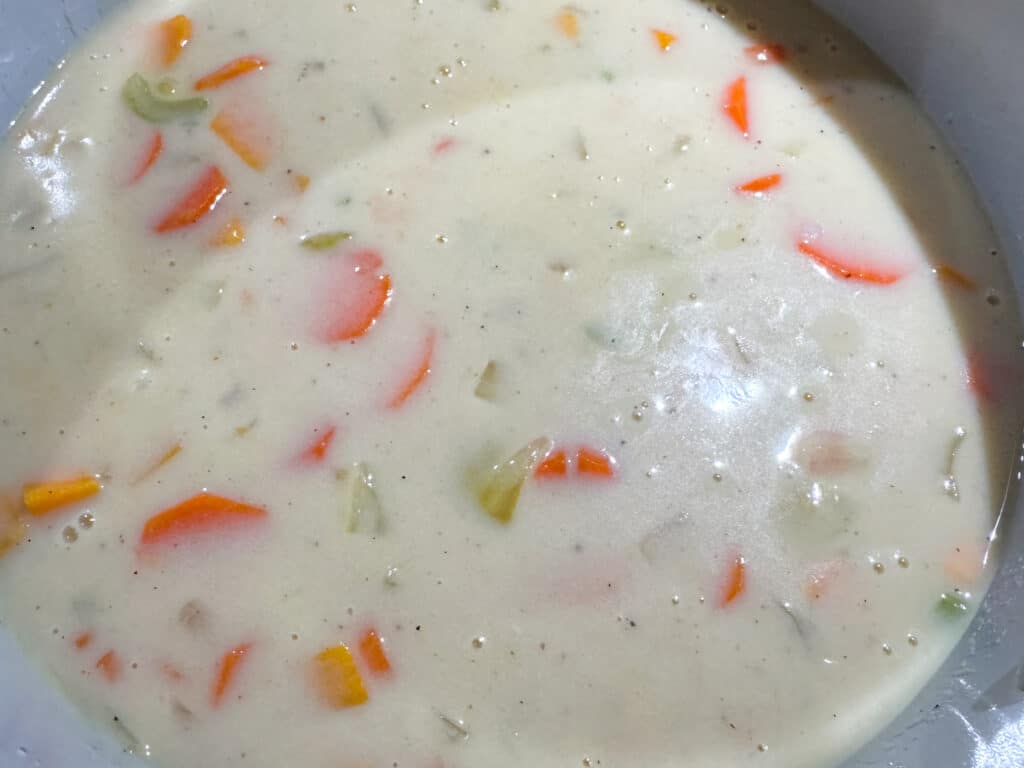 Adding Cream of Chicken to Chicken Pot Pie