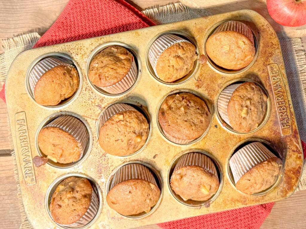 Hot Buttered Rum Apple Cider Muffins in Muffin Tin