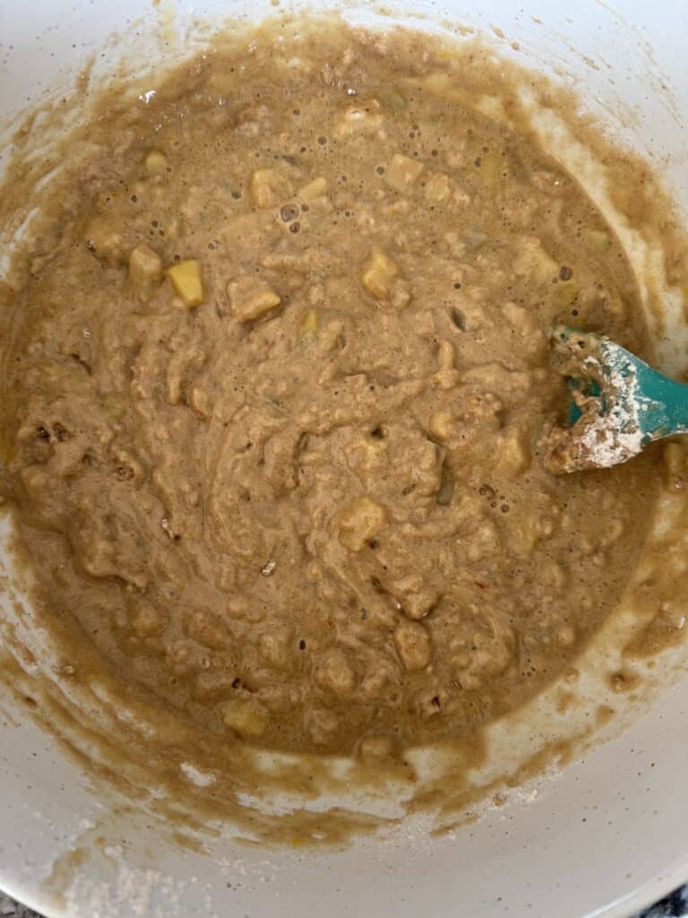 Combine Wet and Dry Ingredients for Hot Butter Run Apple Cider Muffins
