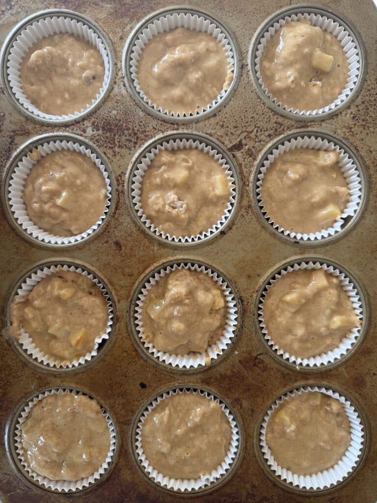 Fill Muffin Tins with Hot Butter Run Apple Cider Muffins