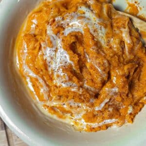 Cinnamon Mashed Sweet Potatoes in a Bowl