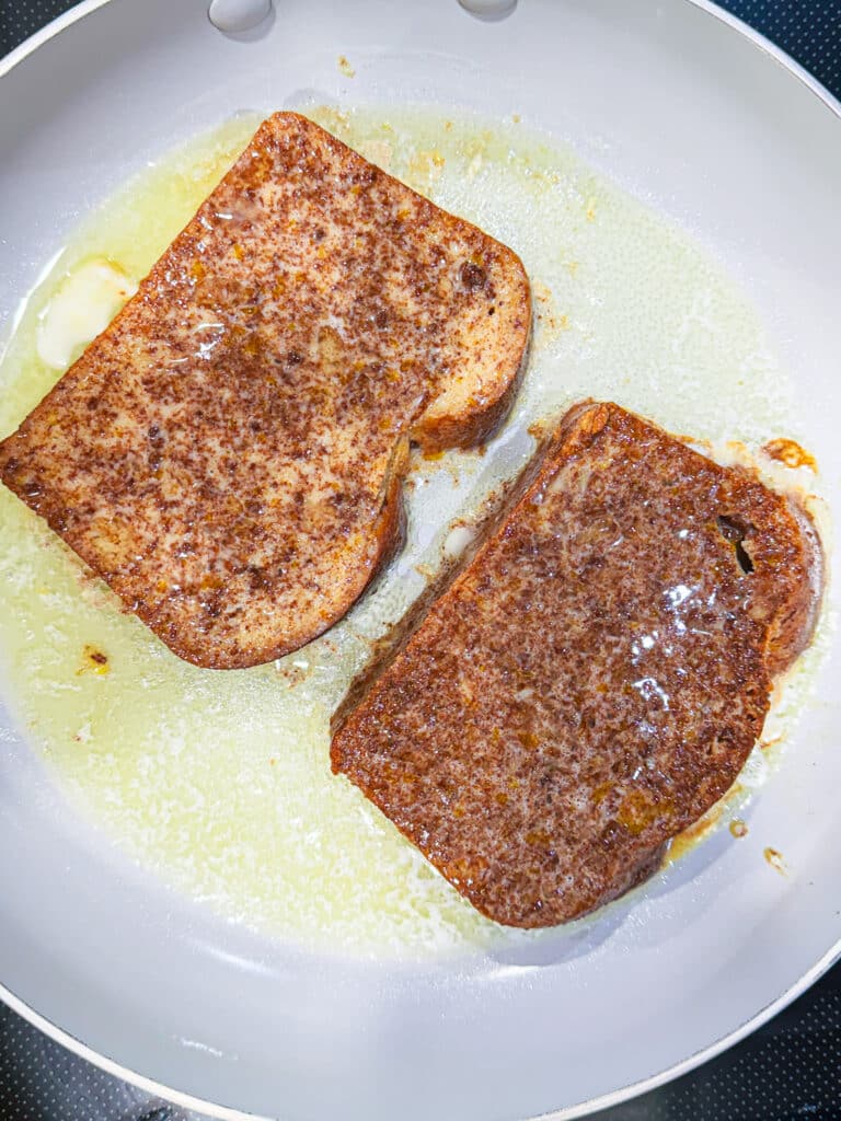 French Toast Frying in Pan
