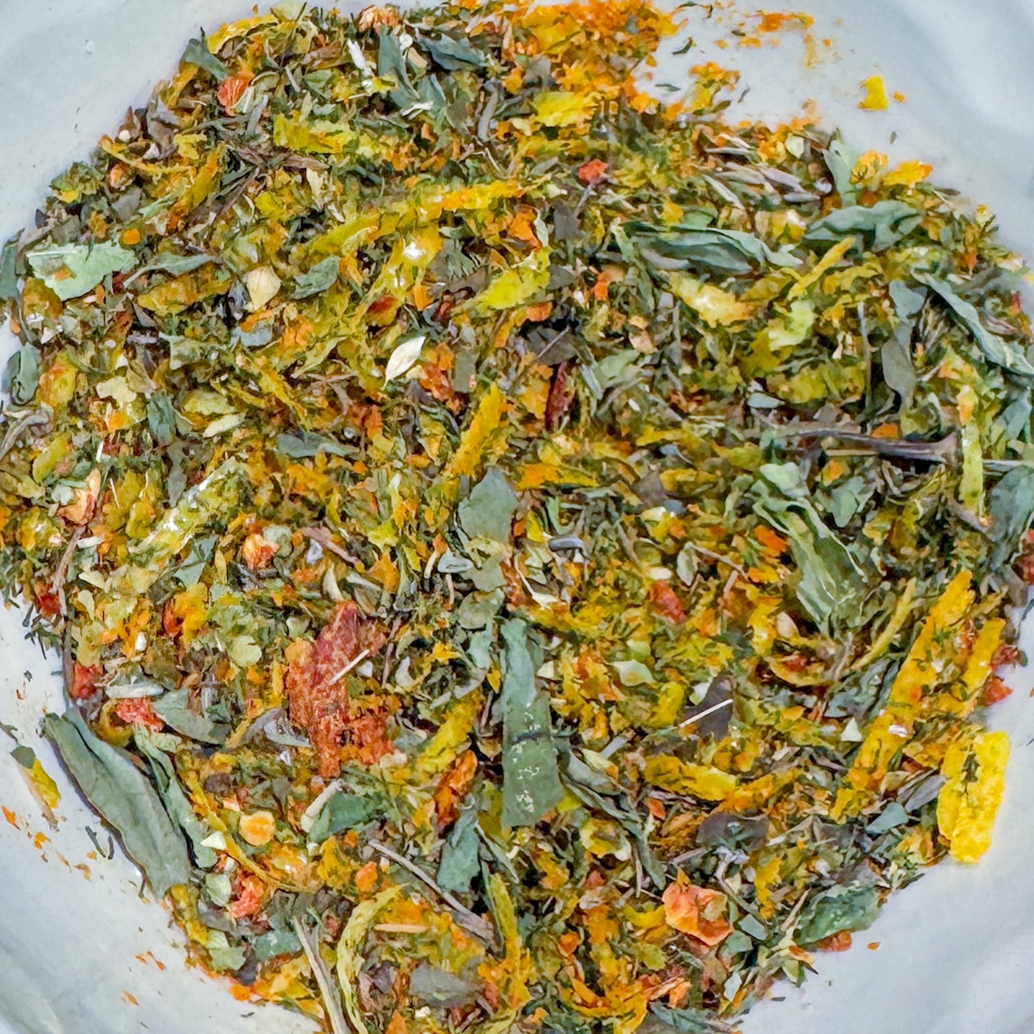 Greek Burger Seasoning in a White Bowl