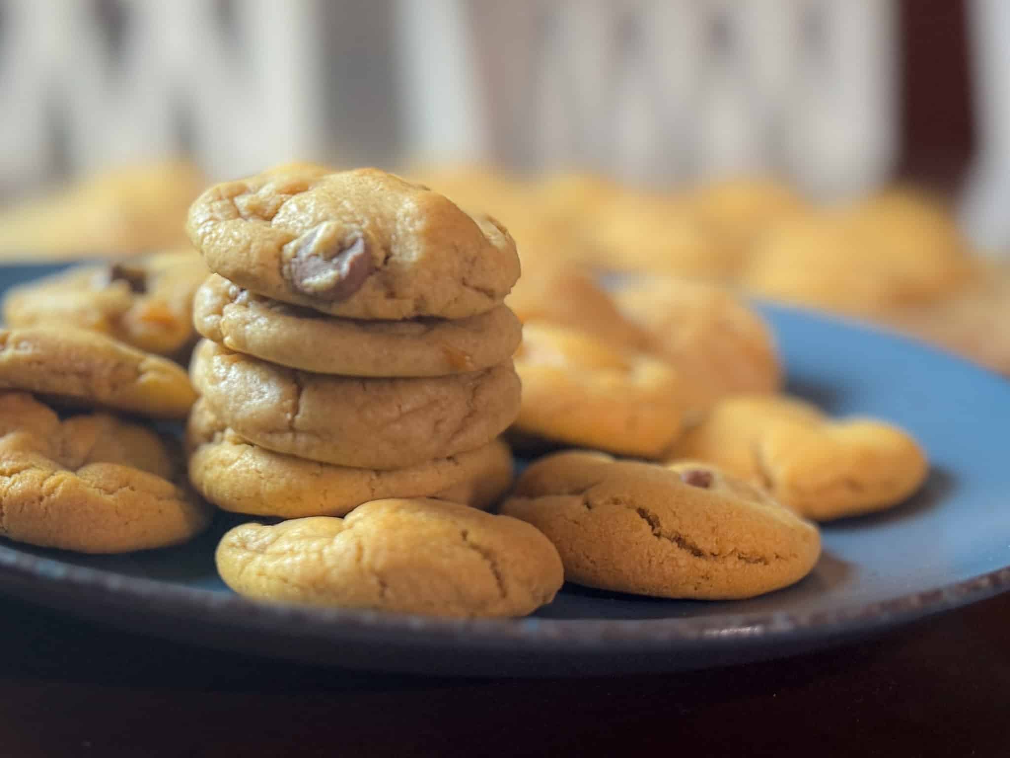 Maple Caramel Cookie Butter Chocolate Chip Cookies Stacked