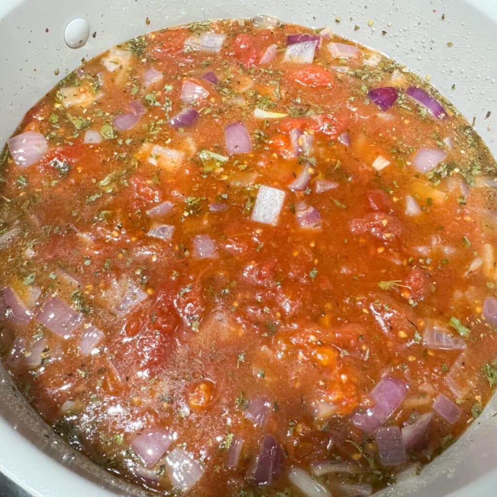 Tomato Soup Ingredients Simmering