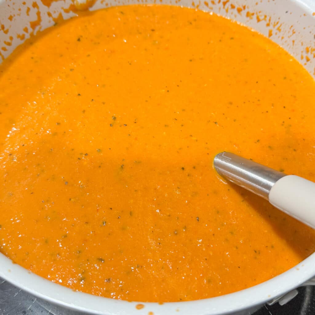 Tomato Soup After Immersion Blending