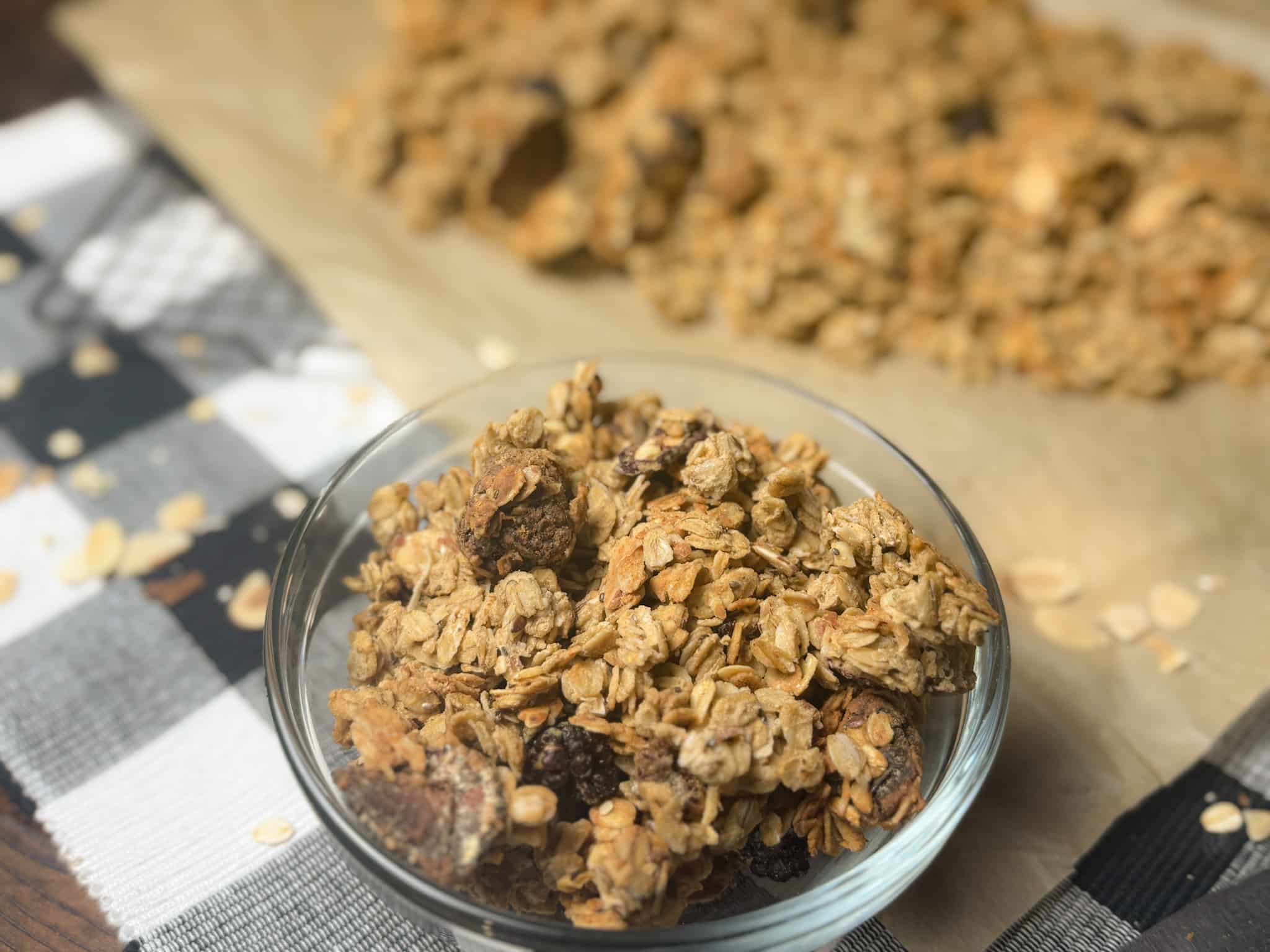 Maple Syrup Granola In Glass Bowl