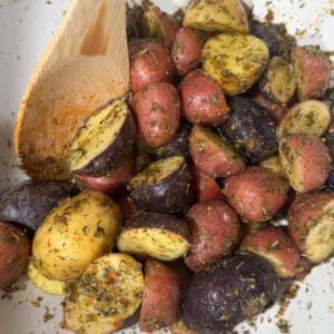 Baby Potatoes Cut in Half and Seasoned with Potato Seasoning