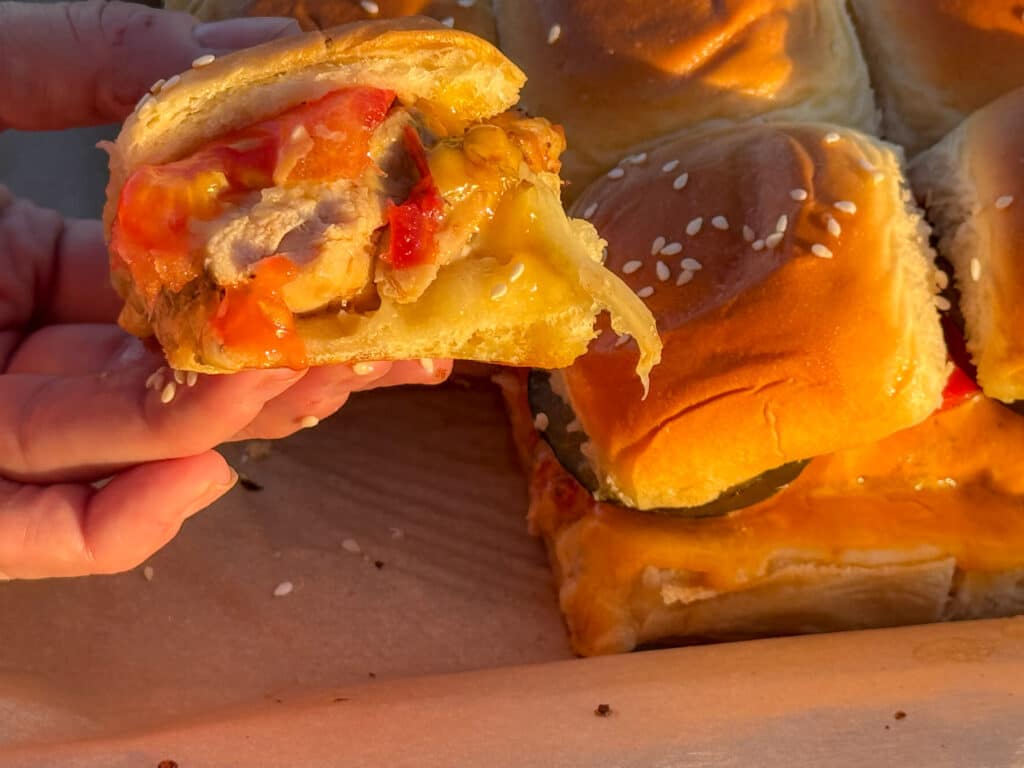 Holding a Cajun Chicken Slider