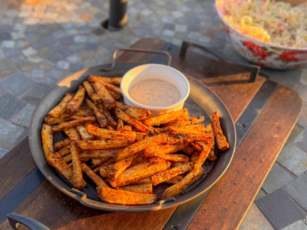 Plate Full of Cajun Fries with Cajun Mayo