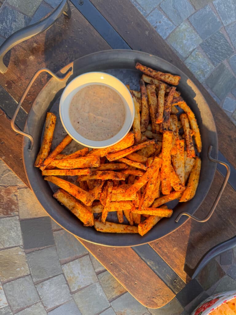 Plate Full of Cajun Fries with Cajun Mayo