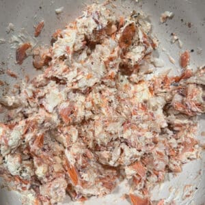 Adding the Seafood to the Cream Cheese for Seafood Dip