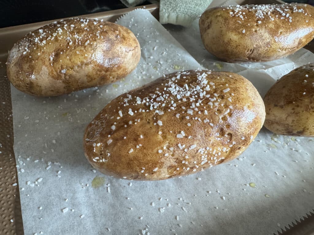 Salt and Oil on Russet Potatoes