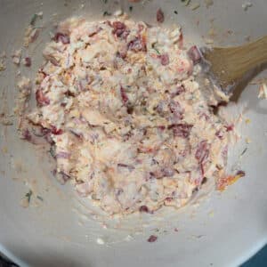 Pimientos Stirred into Seafood Dip