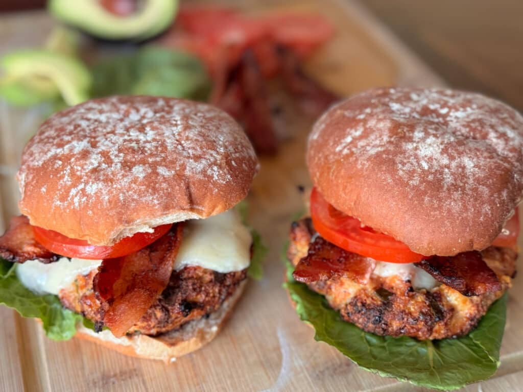 Two Ranch Turkey Burgers Side by Side