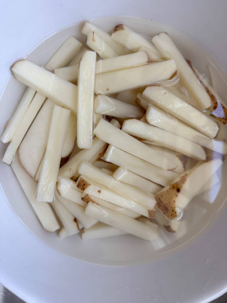 Cut Fries Soaking in Water
