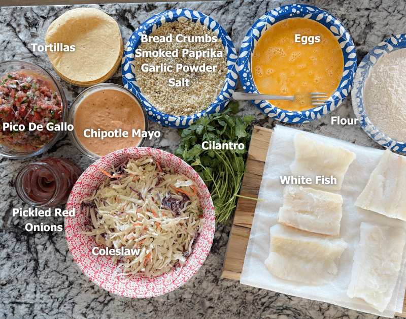 Ingredients for Baja Fish Tacos