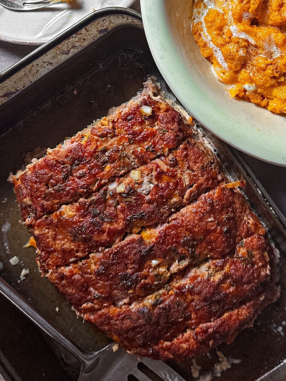 Smoked Turkey Meatloaf in Serving Pan