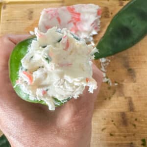 Poblano Pepper Stuffed with Cream Cheese and Crab Meat