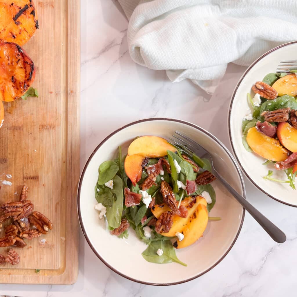 Arugula Salad with Peaches and Goat Cheese