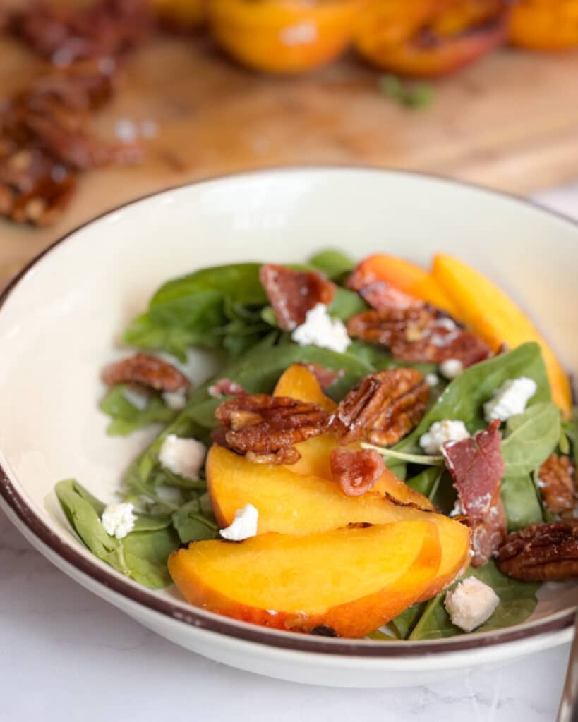 Arugula Salad with Peaches and Goat Cheese