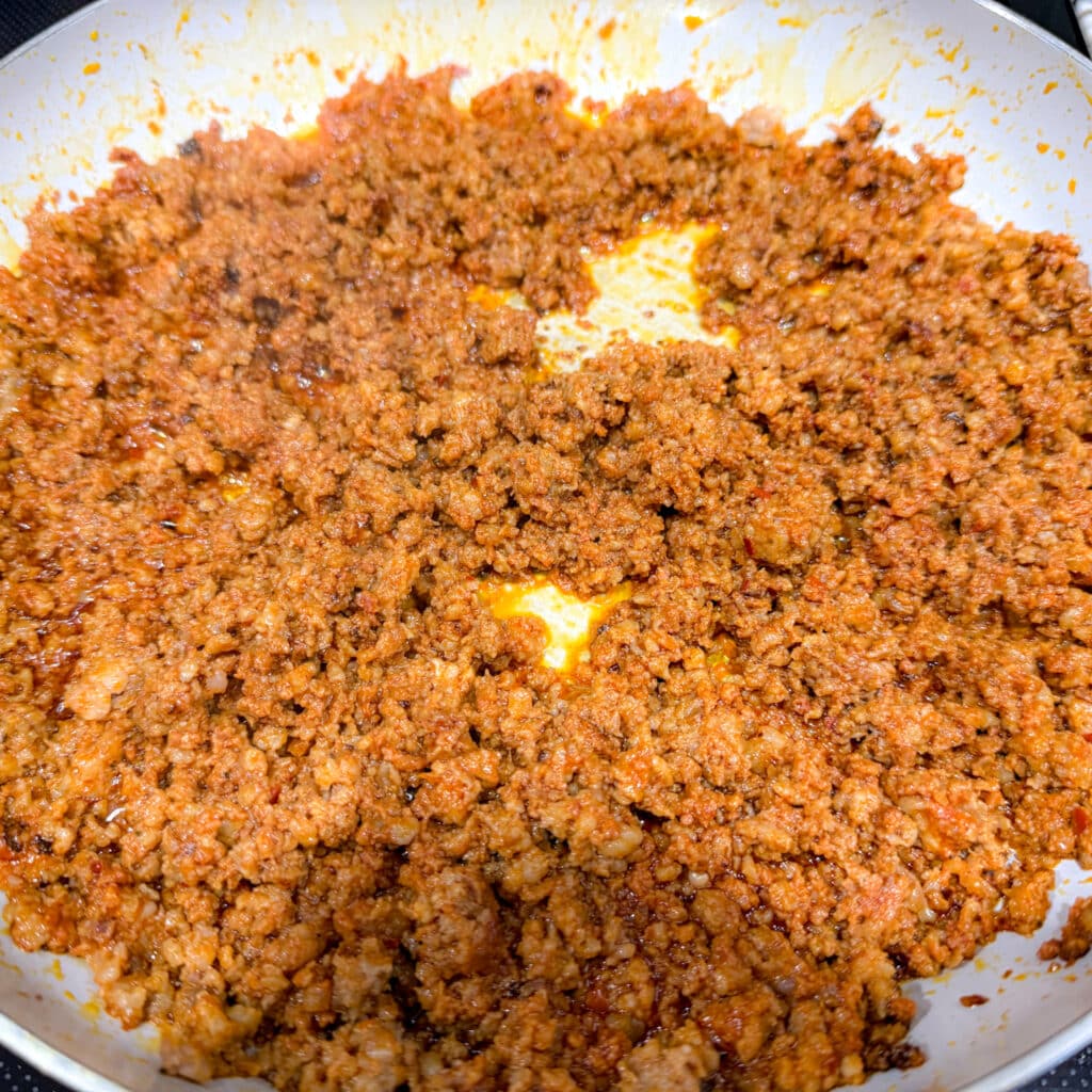 Browned Sausage in a Skillet