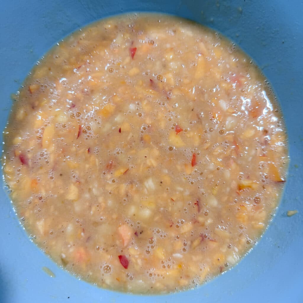 Peach Banana Oat Muffins Wet Ingredients