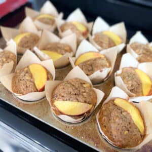 Peach Banana Oat Muffins out of the Oven