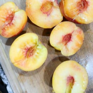 Peaches Cored and Sliced in Half