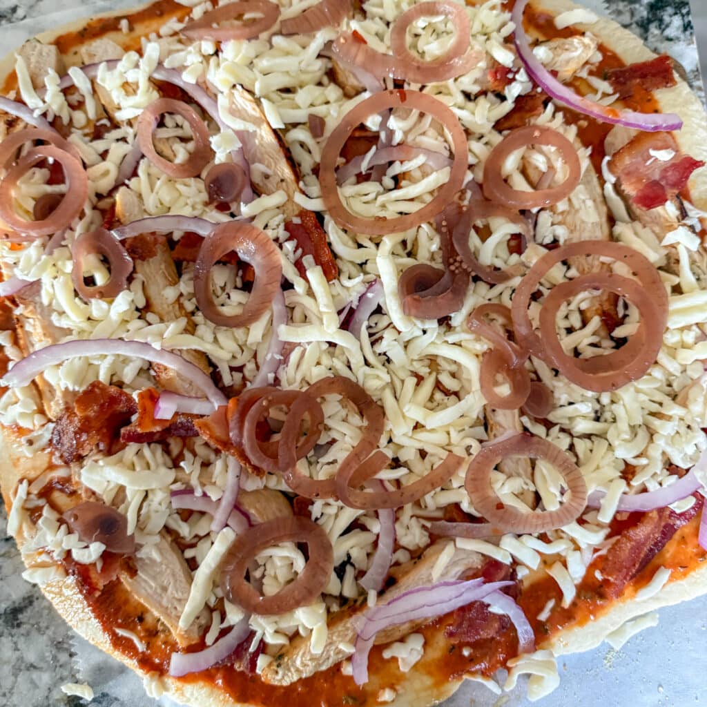 Chicken Bacon Ranch Pizza Ready for Oven or Grill or Smoker